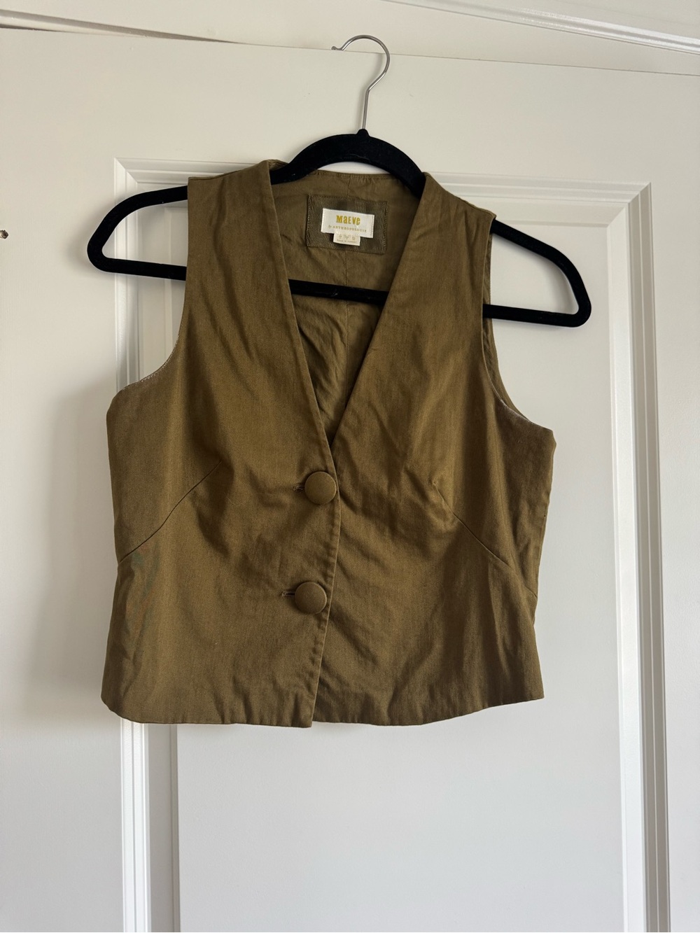 Anthropologie Olive Sleeveless Button Vest - Picture 1 of 3